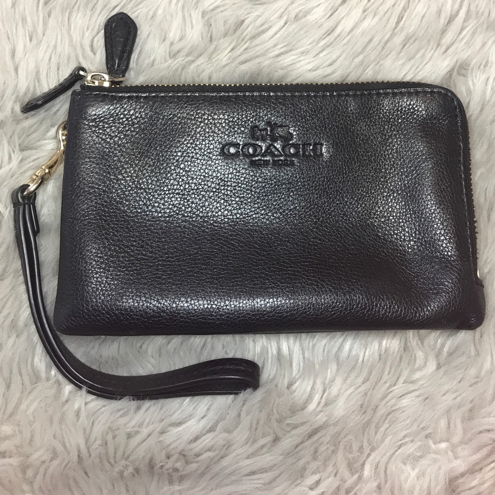 COACH small double wristlet clutch / wallet black
